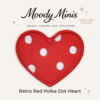 Retro Red Polka Dot Heart Embroidered Patch