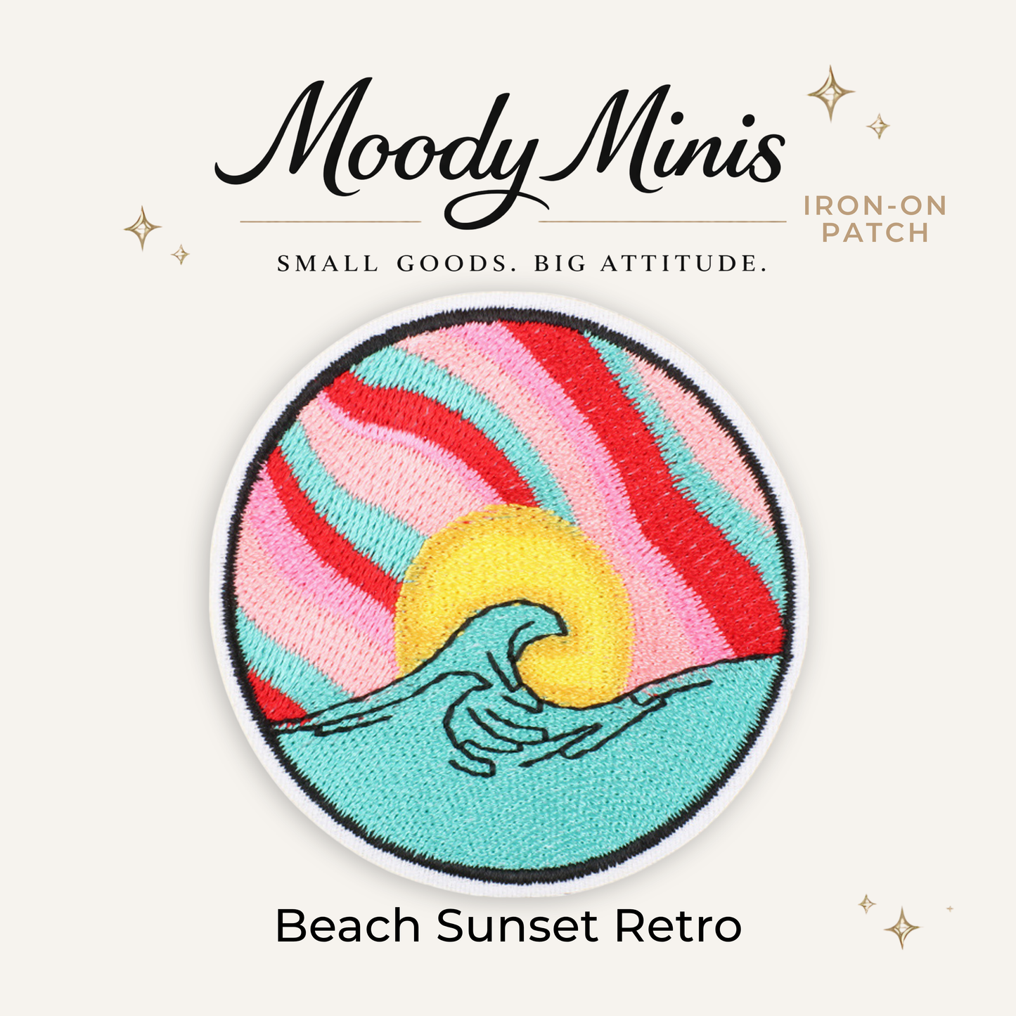 Beach Sunset Retro Embroidered Patch
