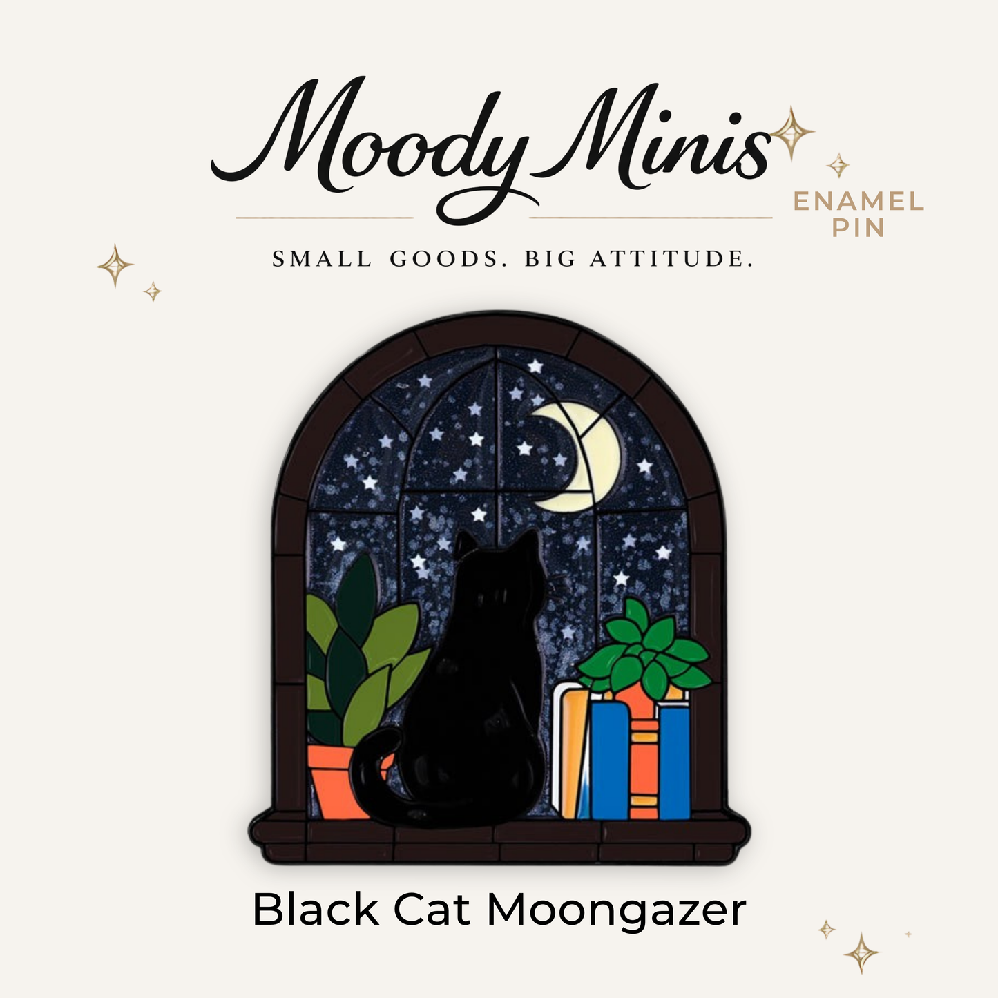 Black Cat Moongazer Enamel Pin