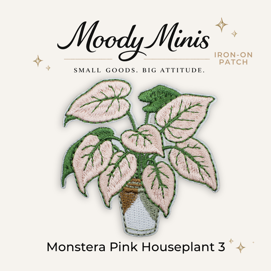 Monstera Pink Houseplant 3 Embroidered Patch