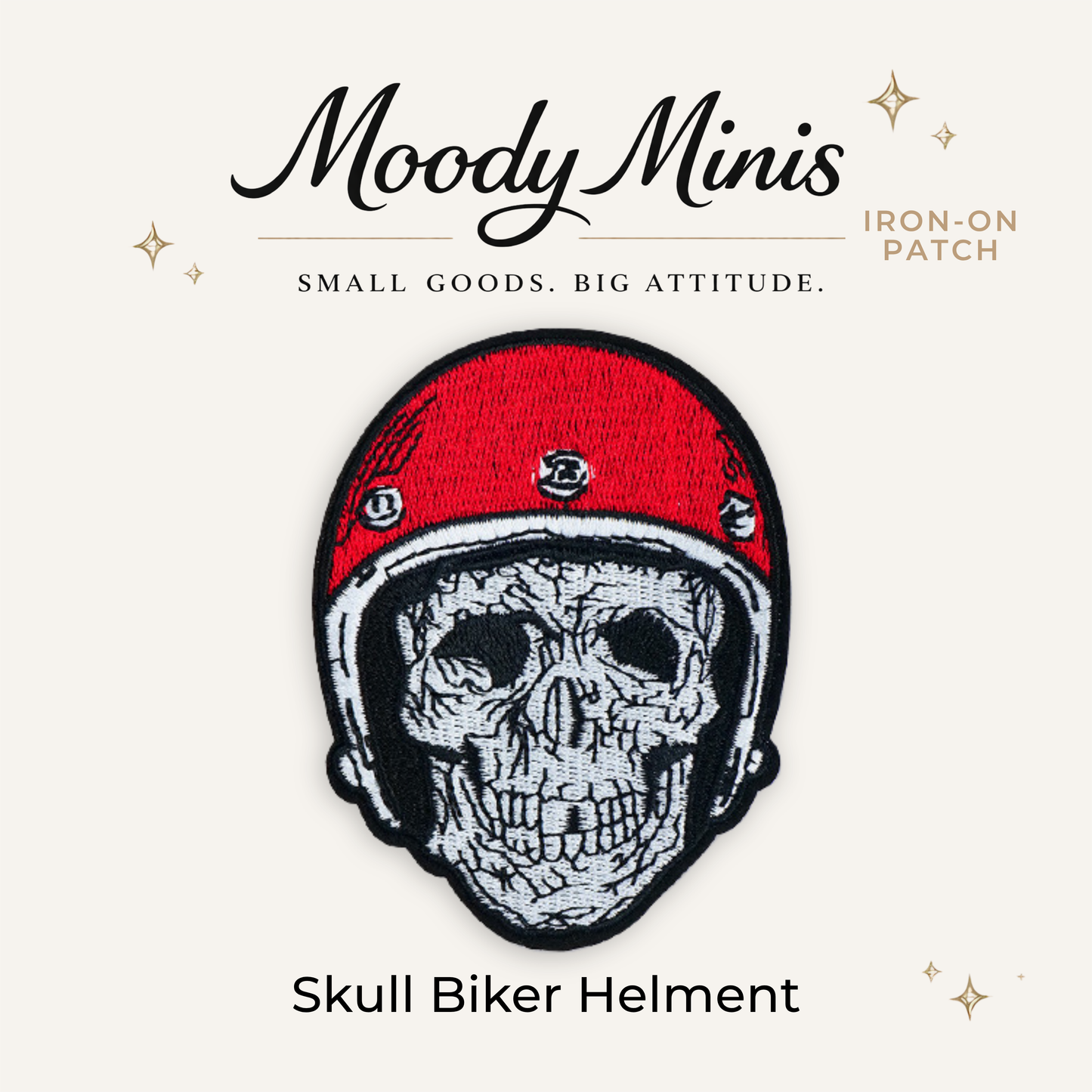 Skull Biker Helmet Embroidered Patch
