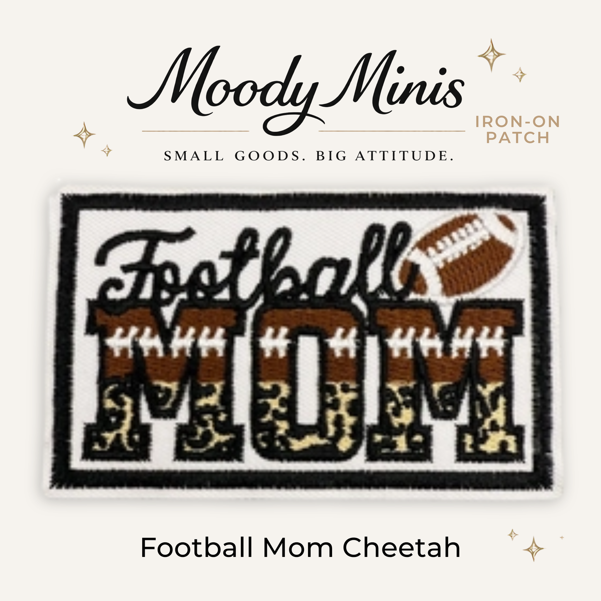 Football Mom Cheetah Embroidered Patch