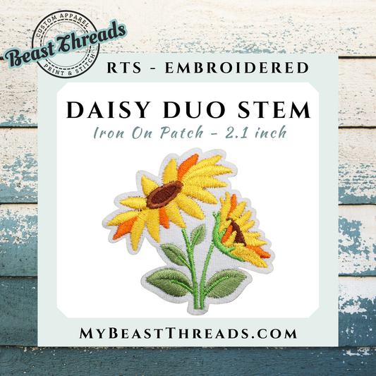 Daisy Duo Stem Embroidered Patch- RTS