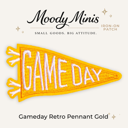 Gameday Retro Pennant Gold Embroidered Patch