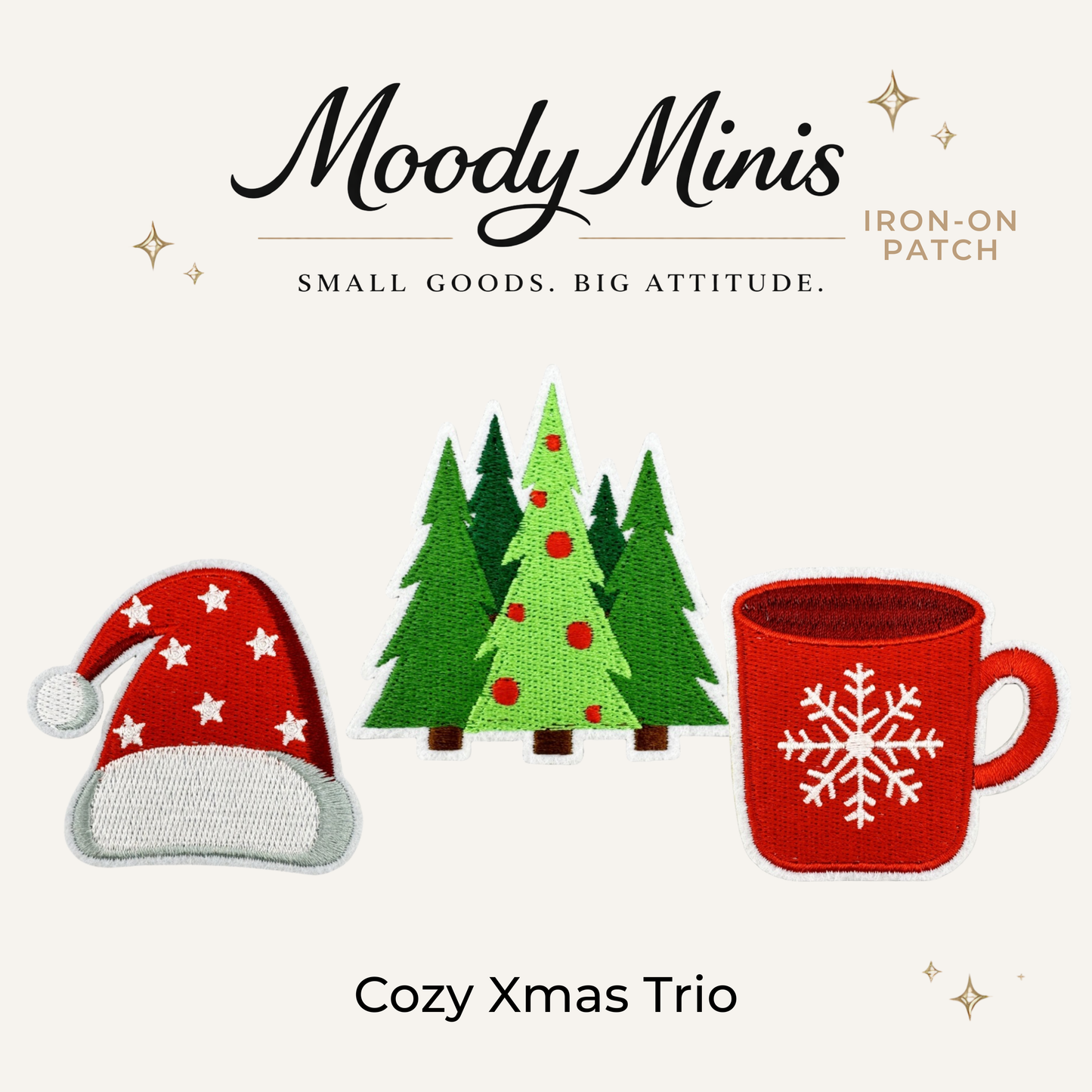Cozy XMAS Trio Embroidered Patch- RTS