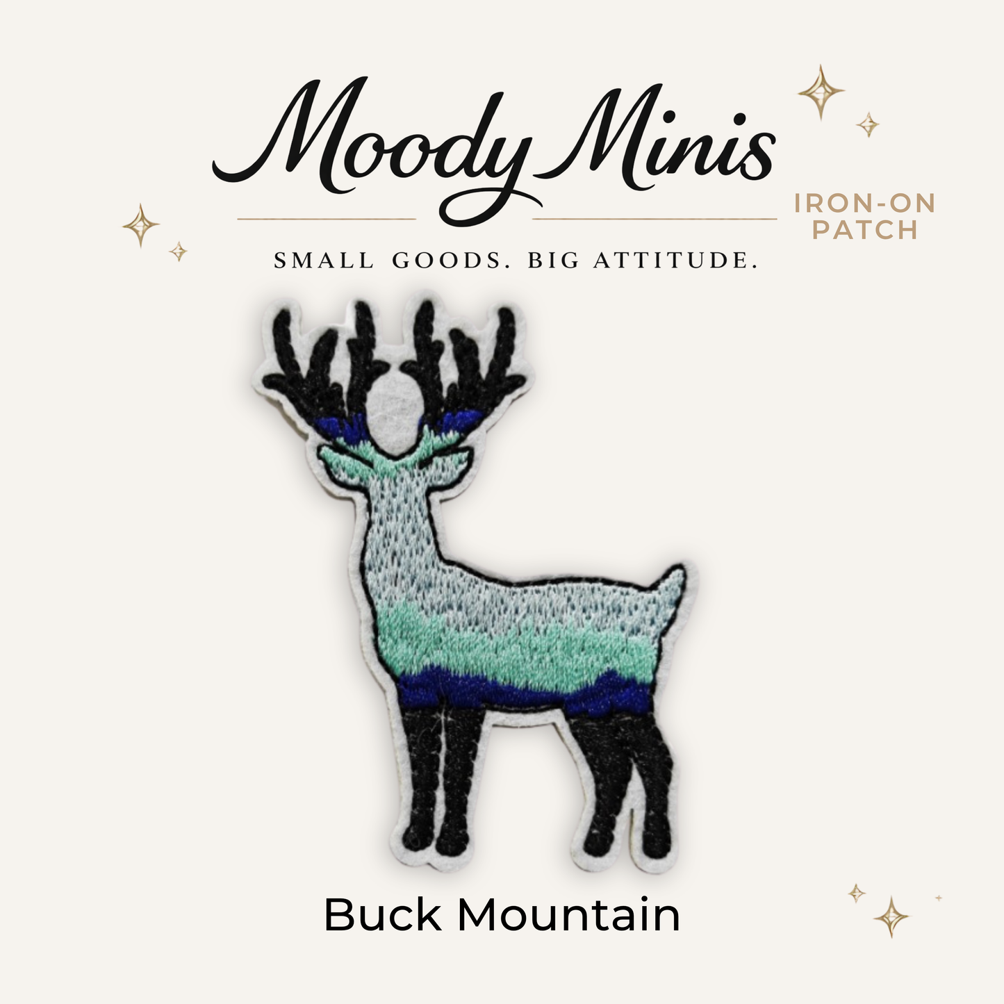 Deer Buck Mountain Embroidered Patch- RTS