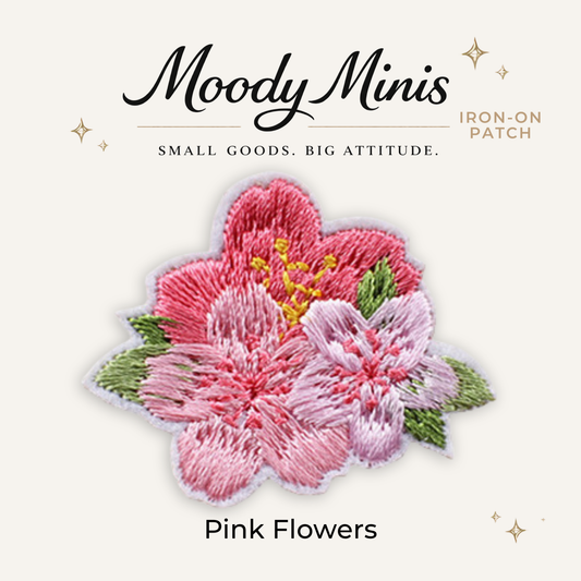 Pink Flowers Embroidered Patch- RTS