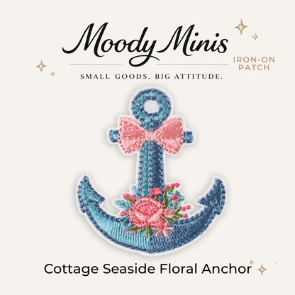 Cottage Seaside Floral Anchor Embroidered Patch