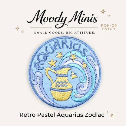 Retro Pastel Aquarius Zodiac Embroidered Patch