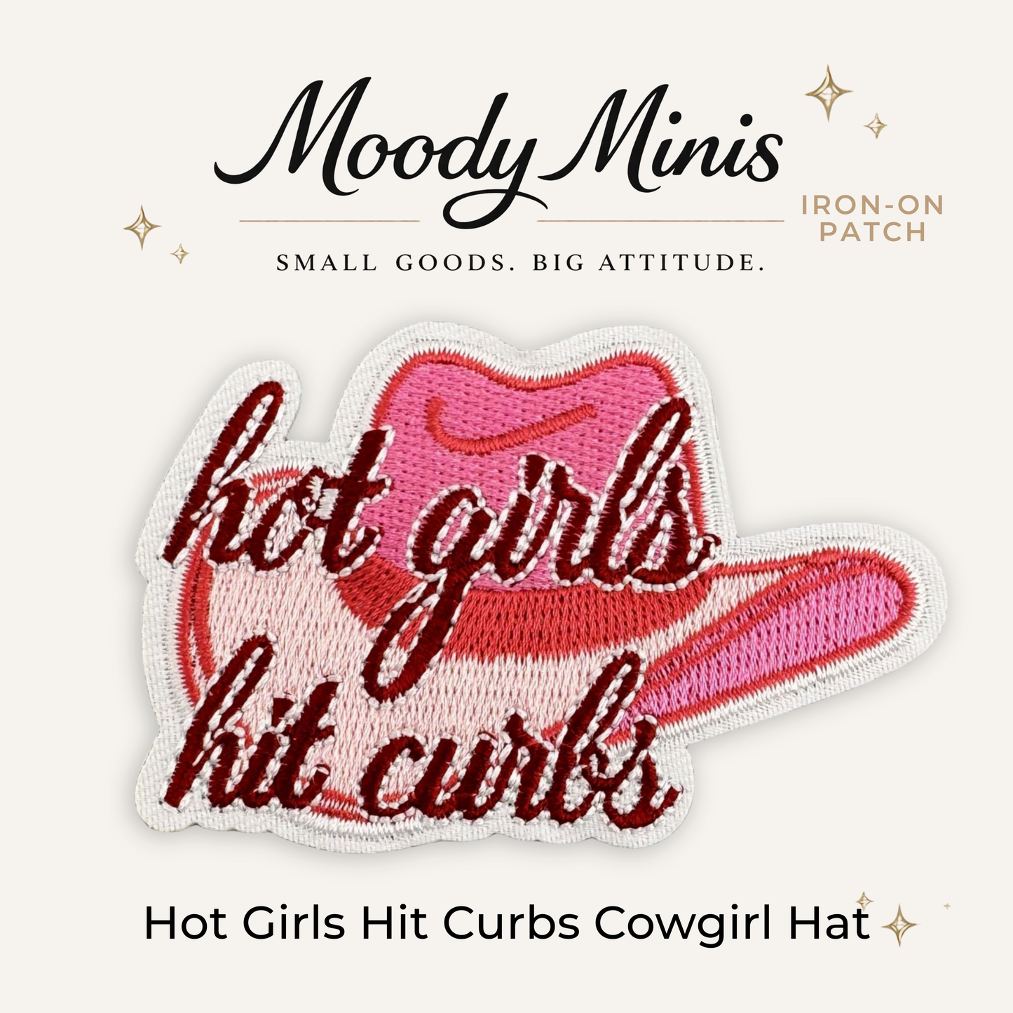 Hot Girls Hit Curbs Cowgirl Hat Embroidered Patch