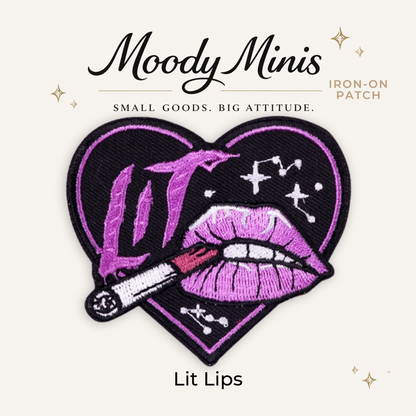 Lit Lips Embroidered Patch