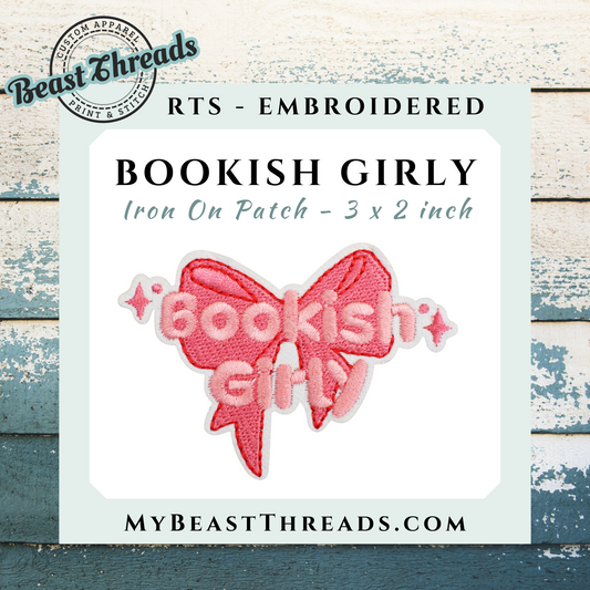 Bookish Girly Embroidered Patch- RTS