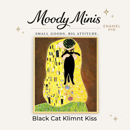 Black Cat Klimnt Kiss Enamel Pin