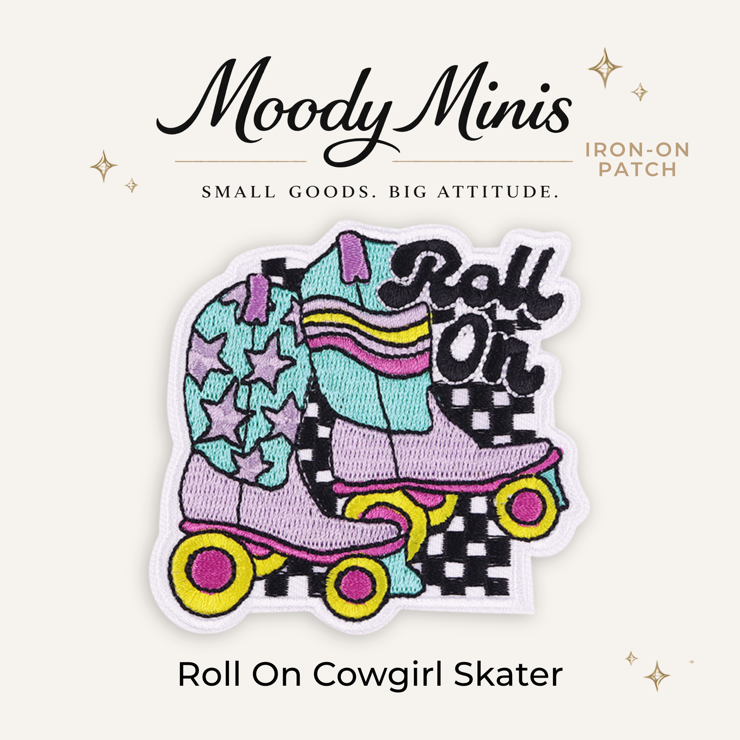 Roll On Cowgirl Skater Embroidered Patch
