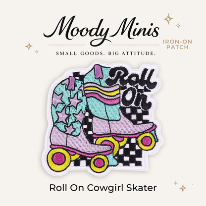Roll On Cowgirl Skater Embroidered Patch