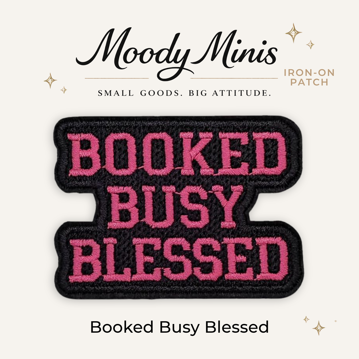 Booked Busy Blessed Embroidered Patch