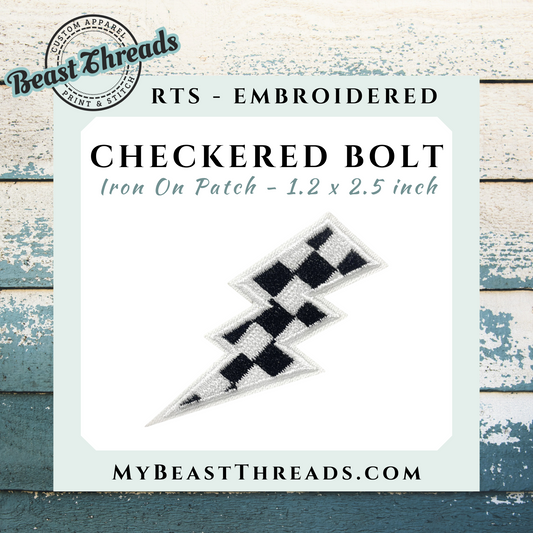 Checkered Bolt Embroidered Patch- RTS