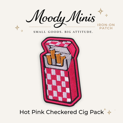 Hot Pink Checkered Cig Pack Embroidered Patch