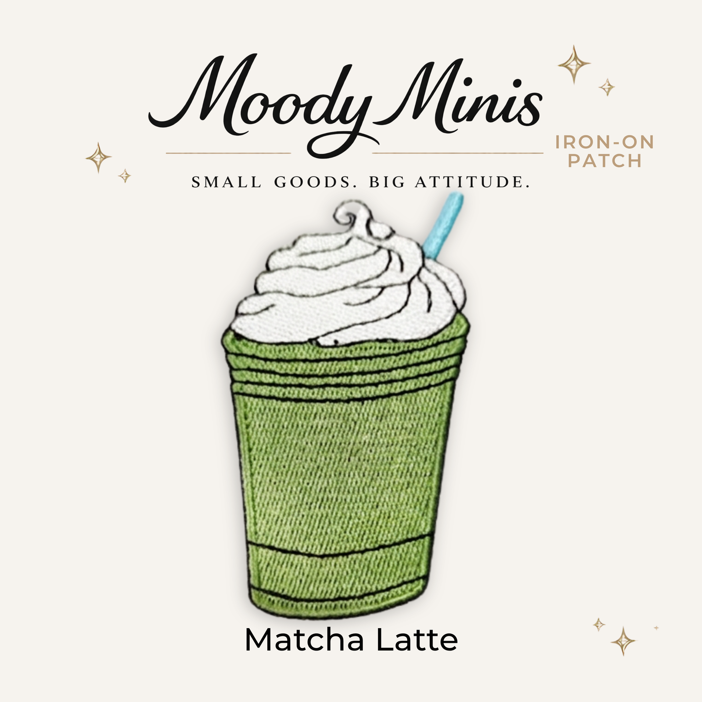 Matcha Latte Embroidered Patch