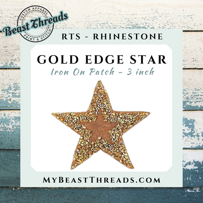 Gold Star Rhinestone Patch- RTS