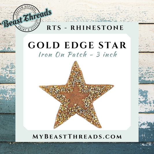 Gold Star Rhinestone Patch- RTS