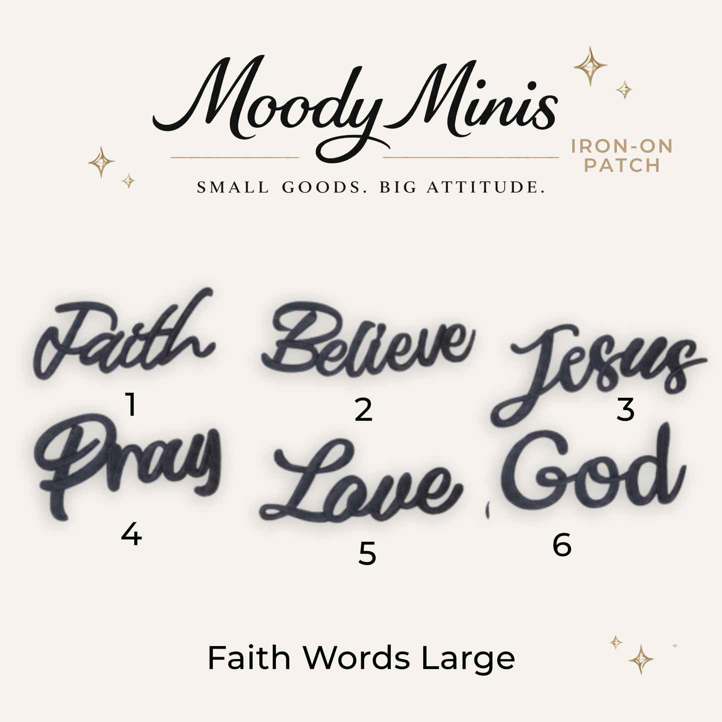 Faith Words Large Embroidered Patch