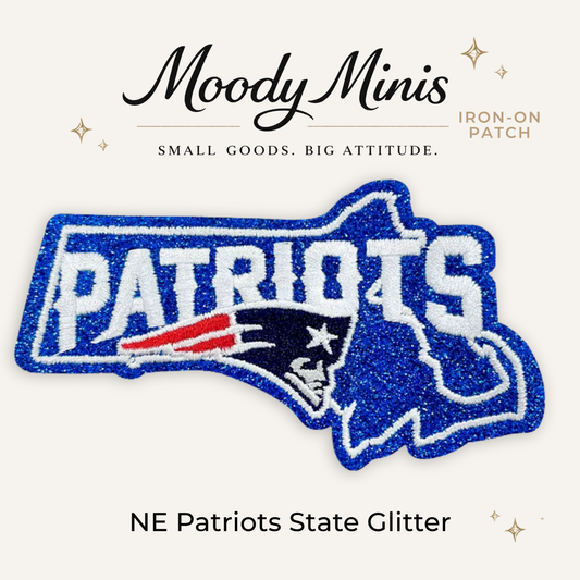 New England Patriots State Glitter Embroidered Patch