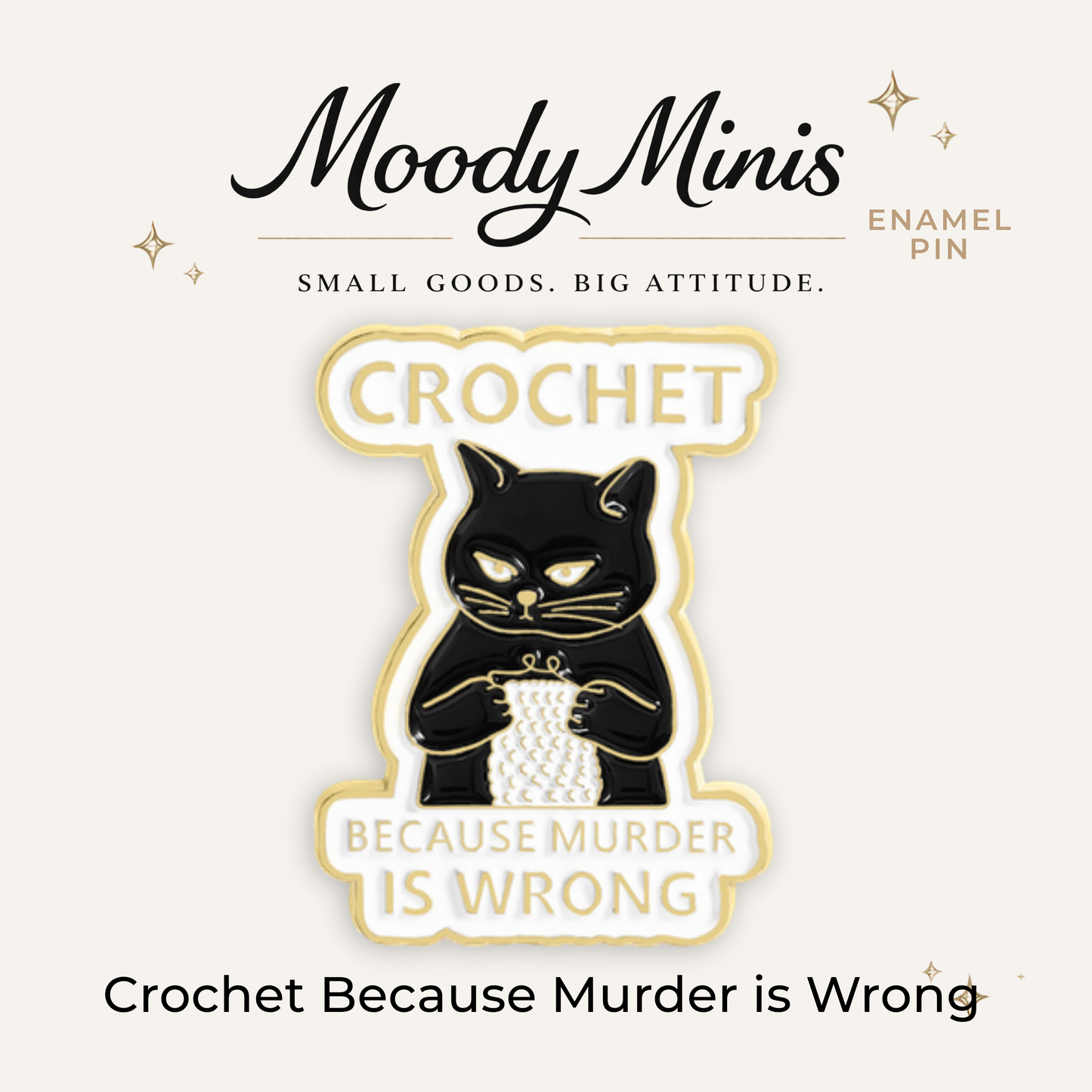 Crochet Because Murder is Wrong Enamel Pin