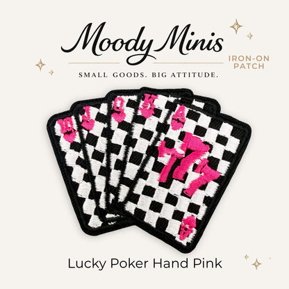 Lucky Poker Cards Pink Embroidered Patch