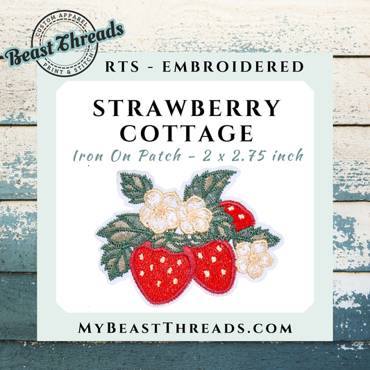 Strawberry Cottage Embroidered Patch- RTS
