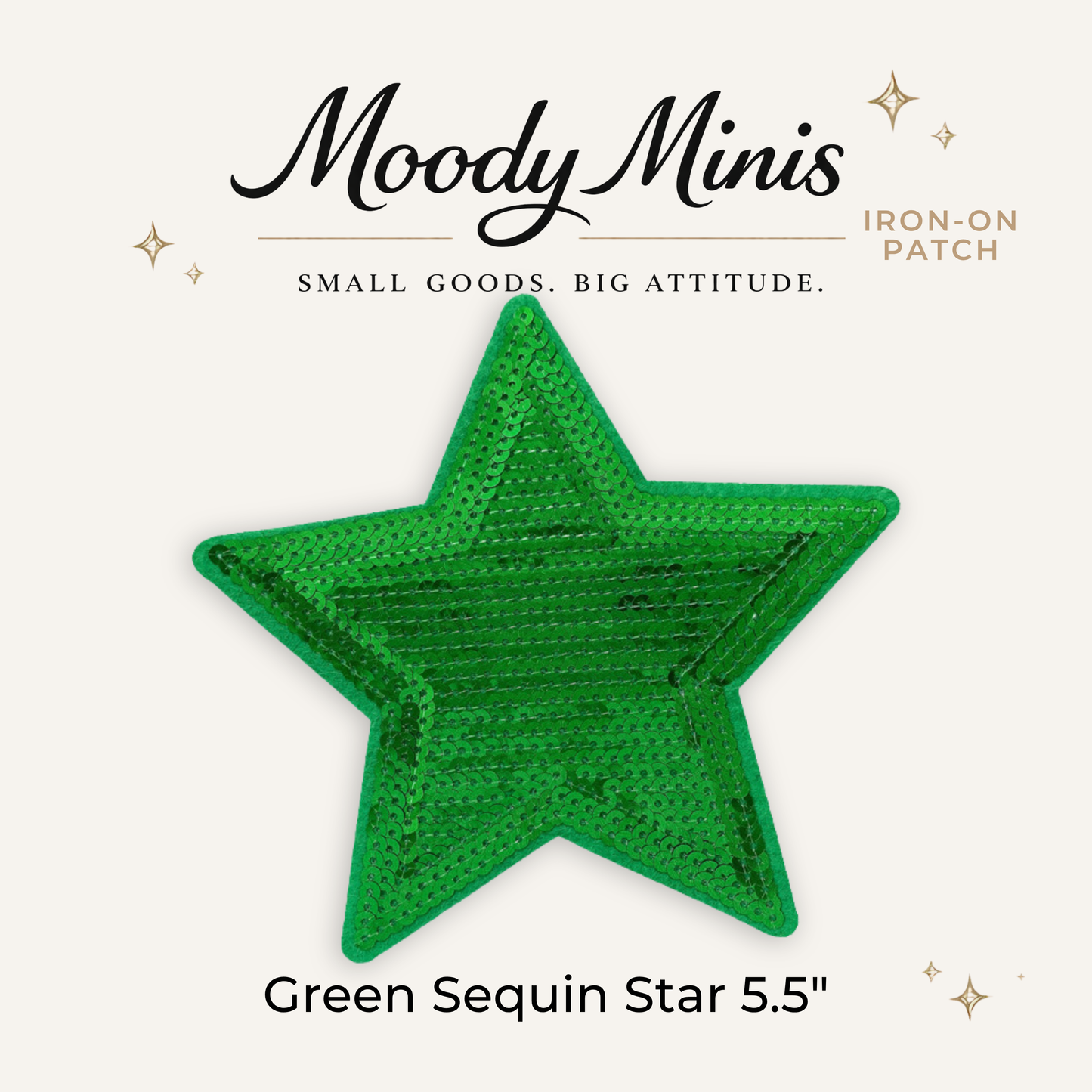 Green Sequin Star 5.5" Embroidered Patch