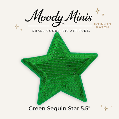 Green Sequin Star 5.5" Embroidered Patch