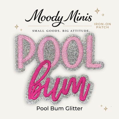 Pool Bum Glitter Embroidered Patch