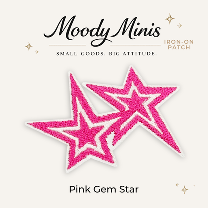 Pink "Gem" Stars Embroidered Patch