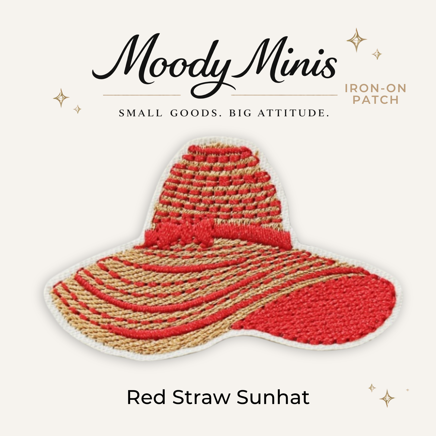 Red Straw Sunhat Embroidered Patch