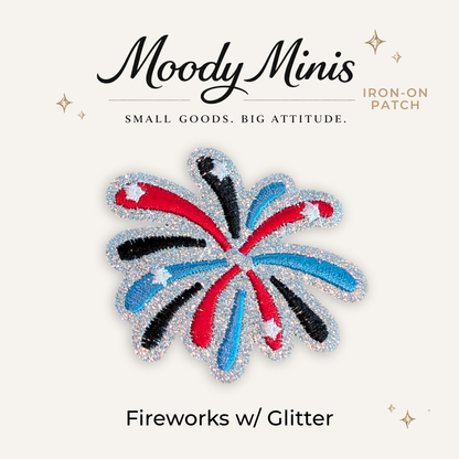 Fireworks w/Glitter Embroidered Patch- RTS