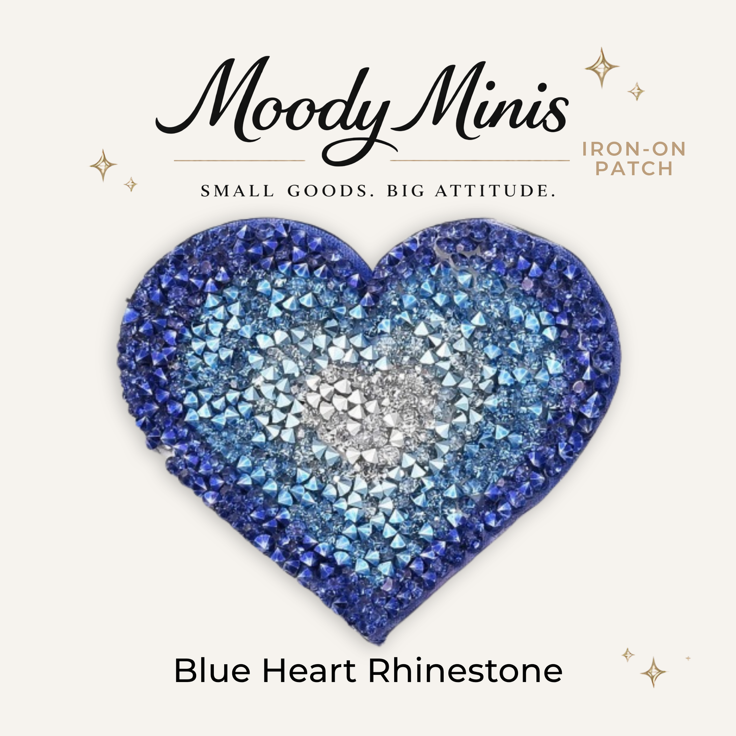 Blue Heart Rhinestone Patch- RTS