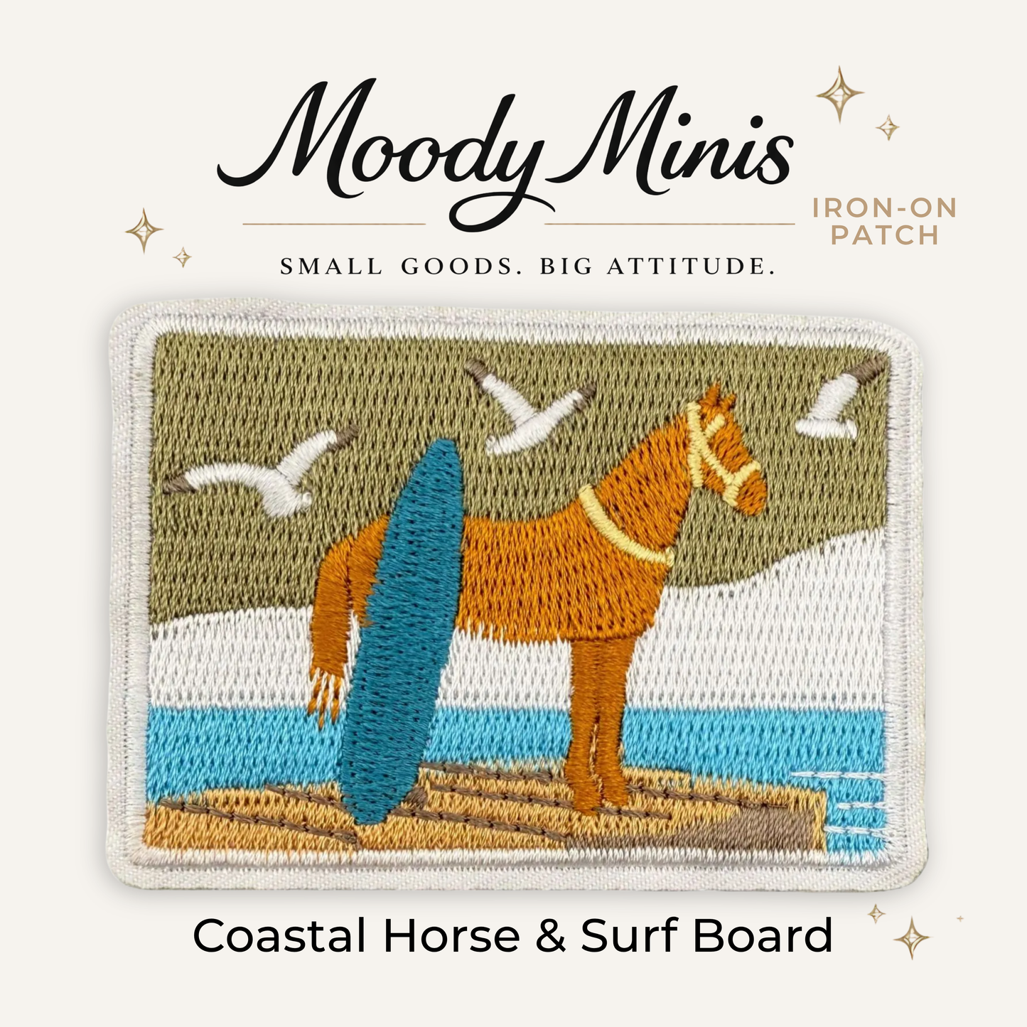 Coastal Horse & Surf Board Embroidered Patch