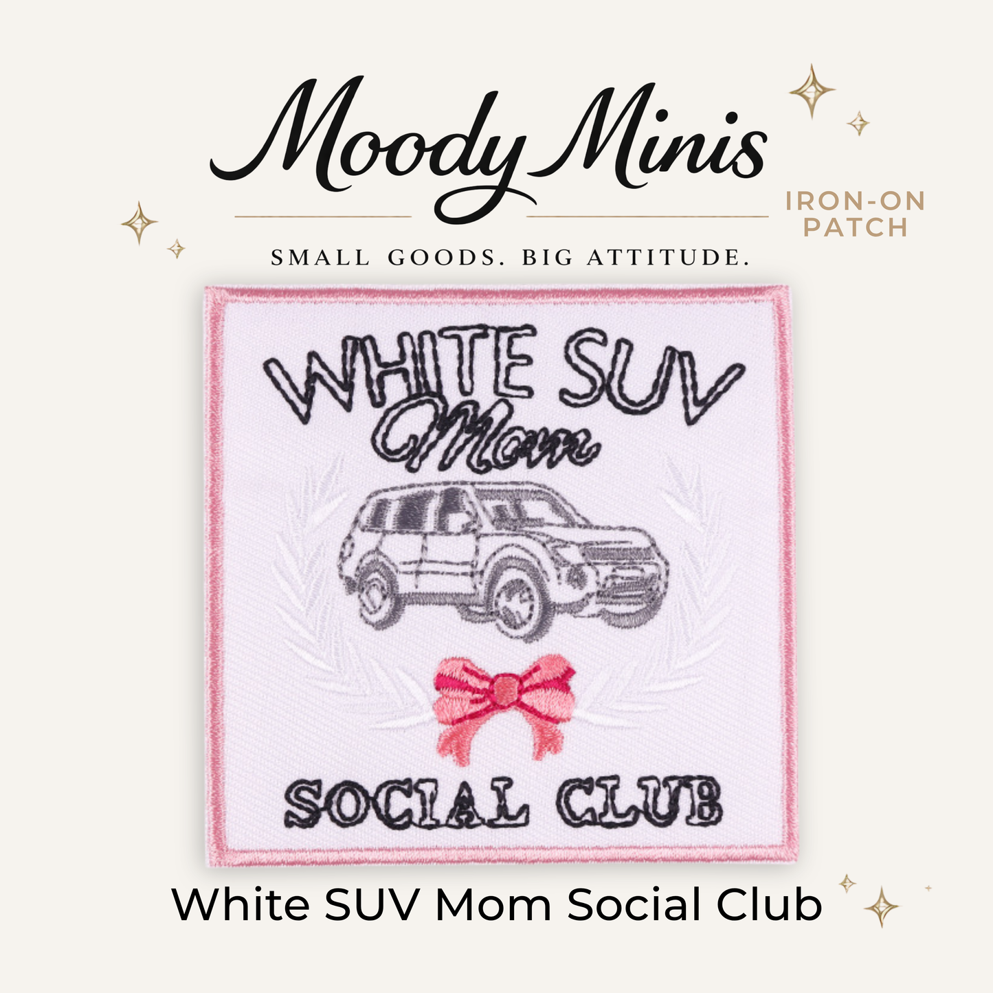 White SUV Mom Social Club Embroidered Patch