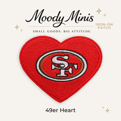 49ers Heart Embroidered Patch- RTS