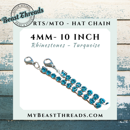 Turquoise 4mm - 10 Inch Hat Chains