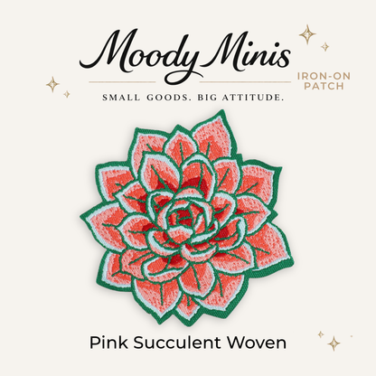 Pink Succulent Embroidered Patch- RTS