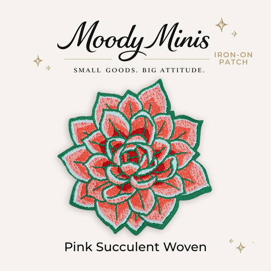Pink Succulent Embroidered Patch- RTS