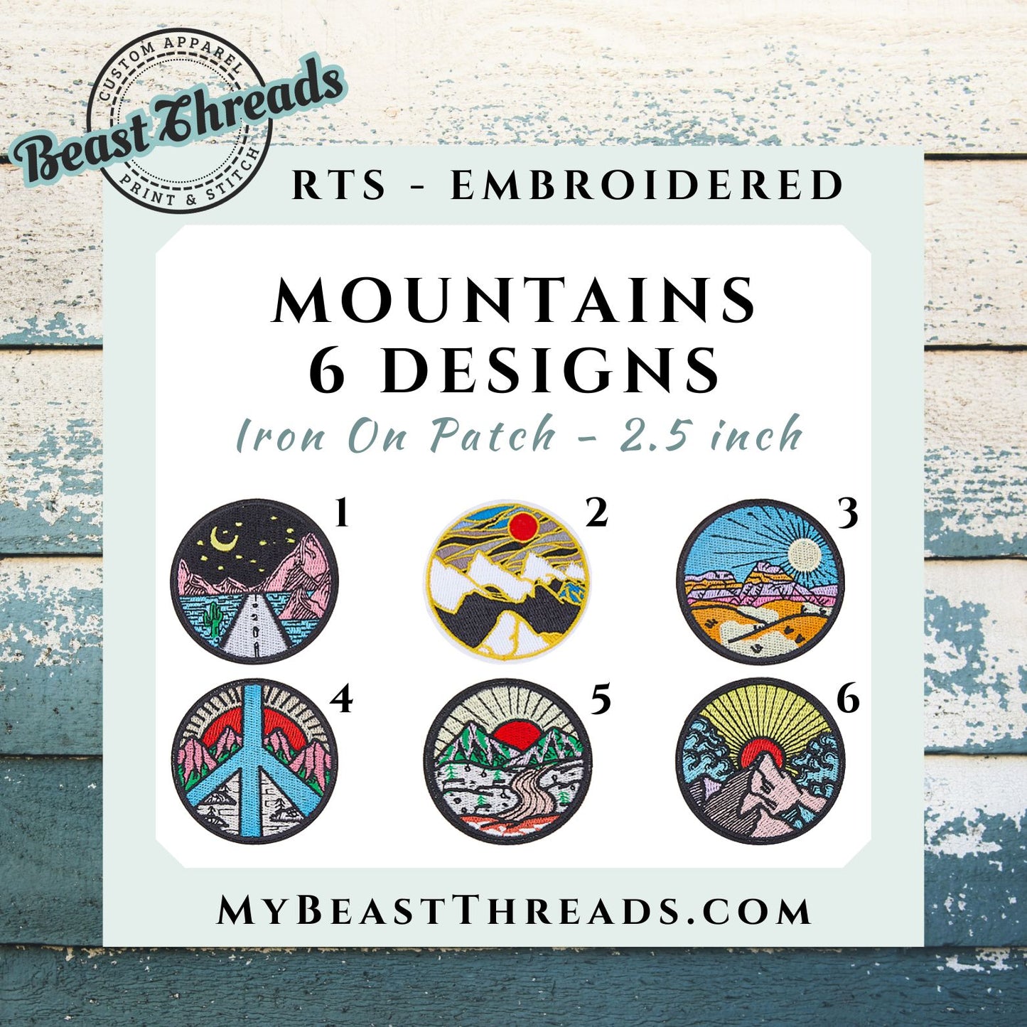 Mountain 6 Designs Embroidered Patch- RTS