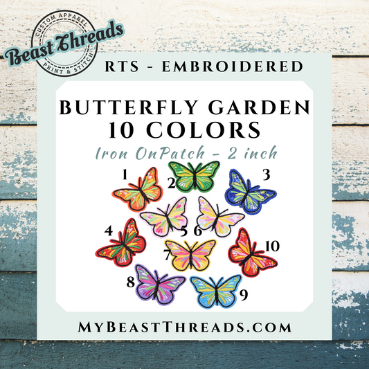 Butterfly Garden Embroidered Patch- RTS