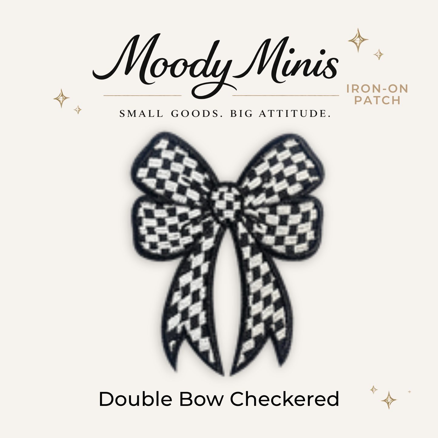 Double Bow Checkered Embroidered Patch- RTS