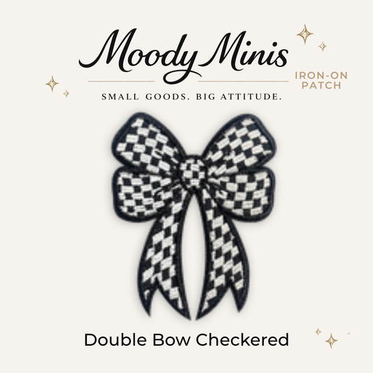 Double Bow Checkered Embroidered Patch- RTS