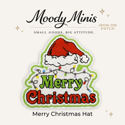Merry Christmas Hat Embroidered Patch