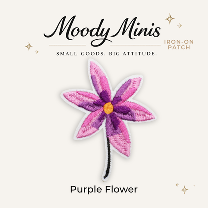 Purple Flower Embroidered Patch- RTS