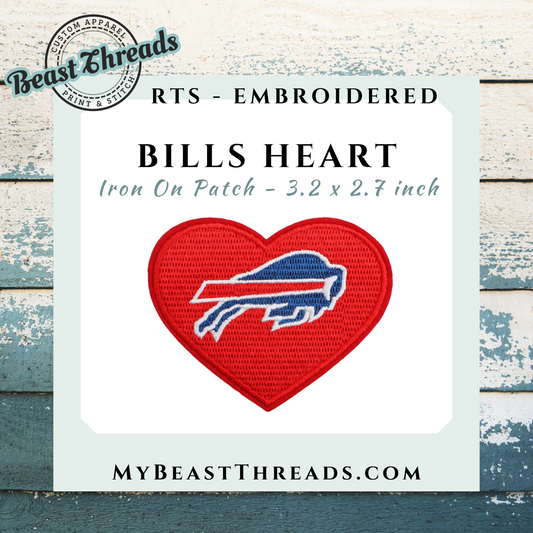 Bills Heart Embroidered Patch- RTS